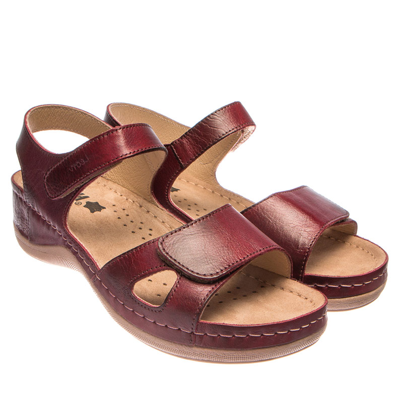 Сандали Leon женские 935 бордовые